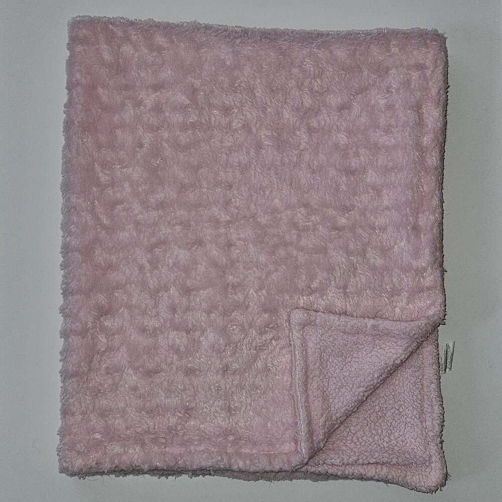 Solid Pink Fleece Baby Blanket 31x37 Rosette RN 130369 Sunrise
